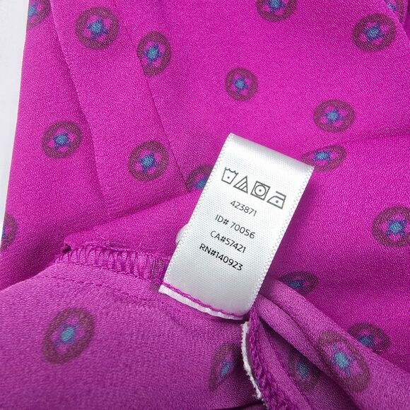 LOFT Long‎ Sleeve Fuchsia Printed Buttoned Blouse Women's Medium Petite - Picture 6 of 9